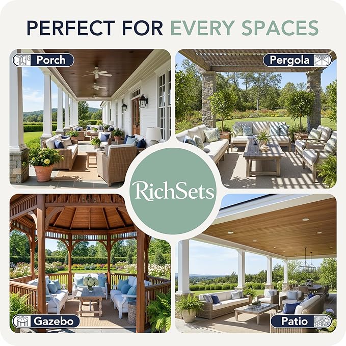 Outdoor Curtains for Patio Waterproof 6 Panels - Windproof, Privacy, Weatherproof Outside Drapes for Gazebo Pergola Porch, Grommet Top and Tab Bottom, 54x108 Inch, Navy