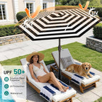 AreShark 7.5FT Patio Umbrella Table Market Umbrella with 6 Sturdy Ribs, Button Tilt/Crank, Heavy-Duty Outdoor Umbrellas for Pool, Deck, Garden and Backyard, Black & White Stripe