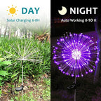 JJGoo Solar Firework Lights, 2 Pack 180 LEDs 2 Lighting Modes Solar Lights Outdoor Waterproof for Garden Patio Walkway Pathway Party Wedding Christmas Decorative - Purple