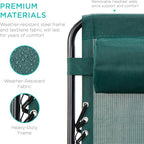 Best Choice Products Set of 2 Adjustable Steel Mesh Zero Gravity Lounge Chair Recliners w/Pillows and Cup Holder Trays - Forest Green