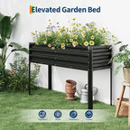Galvanized Raised Garden Bed with Legs&Water Storage - 50×32×17 in Metal Planter Box, Outdoor Raised Garden Beds Gardening, Durable Planter Raised Beds, Sturdy Planters for Outdoor Plants (Black)