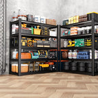 71.2" H Garage Shelving Heavy Duty Storage Shelves, Adjustable Metal Shelving Unit, Utility Garage Organizer Shelf for Basement, Pantry, Warehouse, Supermarket, 35.4" Wx15.7 Dx71.2 H,Black