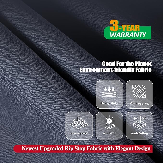 Furniture Set Cover in Grey, Waterproof Rip-Stop Plaid, 84 x 84 Inch