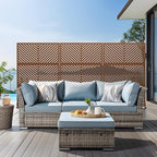 Casaphoria Metal Privacy Screen Outdoor, 72" H x 47" W Freestanding Decorative Privacy Screen for Patio Deck Balcony Garden with Stable Base, Brown-Parallel