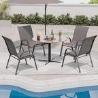 Patio Chairs Set of 4, Stackable Outdoor Dining Chairs for All Weather, Metal Modern Outside Furniture Chair for Pool Side, Garden, Backyard Deck, Dark Grey