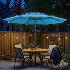 Yaheetech 3-Tier Patio Parasol 10ft Vented Outdoor Canopy Sun Shade Large Market Table Umbrella Double-layer Cloth & Push-button Tilting for Yard/Garden/Park Sky Blue