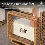 HERA'S HOUSE 4 Pieces Patio Furniture Set, 2 Outdoor Rattan Wicker Armchairs Set with 2 Ottomans, All Weather Patio Conversation Set with 5.3" Widened Armrest, 10" Ultra Thick Comfy Sponge Cushion