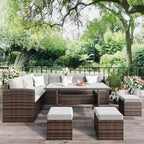 Wisteria Lane 7 Piece Patio Furniture Set, Wicker Patio Sectional with Wide Armrest, All Weather Outdoor Dining Set, Outdoor Furniture Patio Conversation Set with Ottoman, Grey