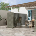 Casaphoria Metal Privacy Screen Outdoor, 72" H x 47" W Freestanding Decorative Privacy Screen for Patio Deck Balcony Garden with Stable Base, Grey-Square