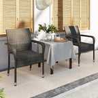 Yaheetech Set of 6 Stackable Outdoor Rattan Dining Chairs, All-Weather Armchair w/Armrests, Steel Frame for Garden, Patio, Deck, Yard, Poolside Gray