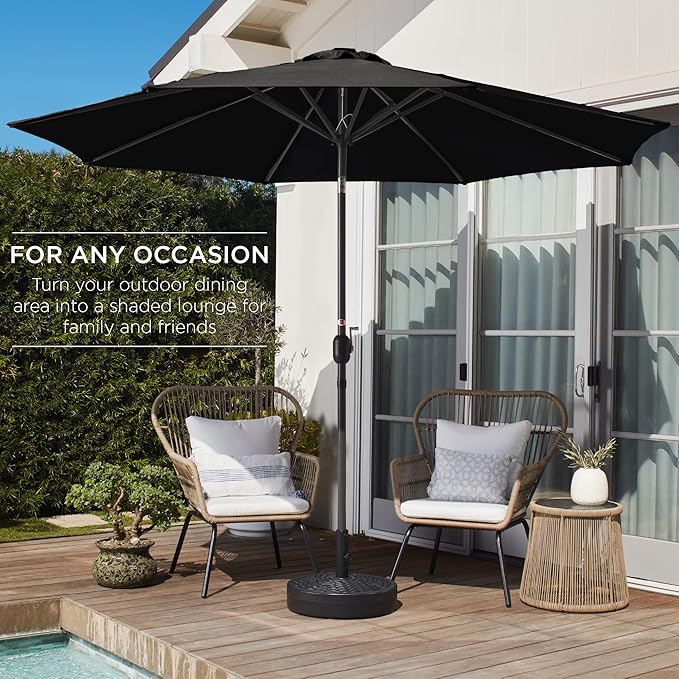Best Choice Products 10ft Outdoor Table Compatible Steel Polyester Market Patio Umbrella w/Crank and Easy Push Button Tilt