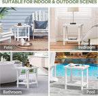 Outdoor Side Table, 2-Tier Small Outdoor Table for Patio, Adirondack Side Tables for Outside or Indoor, Bamboo End Table for Pool, Porch, Weather Resistant Easy Maintenance