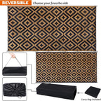 SAND MINE Reversible Mats, Plastic Straw Rug, Modern Area Rug, Large Floor Mat and Rug for Outdoors, RV, Patio, Backyard, Deck, Picnic, Beach, Trailer, Camping, Black & Brown, 9' x 18'