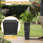Greesum 24 Inch Tall Plastic Planters with Rattan Texture – Set of 2, Detachable Inner Pot & Drainage Holes, Indoor/Outdoor Decorative Flower Pots for Large Plants, Trees, Patio, and Garden, Black