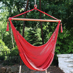 Sunnydaze Outdoor Hammock Chair Swing - Hanging Hammock Swing - Hanging Reading Chair - Soft-Spun Polyester Rope - Caribbean XL - Red