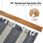 2 Person Hammocks for Outside, Double Quilted Fabric Outdoor Hammock with Spreader Bar, Large Removable Pillow, Storage Pockets, Carabiners, Max 475 lbs Capacity (Mountain Mist Gray)