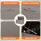 121 Gallon Outdoor Storage Box - Deck Box Waterproof Patio Furniture, Garden Tools, Cushions, Pool Accessories Outside Storage Resin Box, Grey