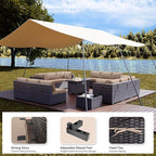 Kullavik 15 Pieces Outdoor Patio Furniture Set with 43" 55000BTU Gas Propane Fire Pit Table PE Wicker Rattan Sectional Sofa Patio Conversation Sets,Sand