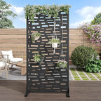 Casaphoria 72" H x 35" W Metal Outdoor Privacy Screen, Freestanding Decorative Divider for Patio, Deck, Balcony, and Garden with Stable Base, Black-Gerald