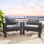 Solaste Patio Furniture Metal Armchair,2 PCS All-Weather Aluminum Garden Outdoor Contemporary Sofa Chair with Cushions, Grey