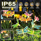 Anordsem Solar Garden Lights Outdoor: 8 Removable Optical Fiber Dragonflies 2 Pack - Waterproof Fun Animal Decoration for Yard Patio Path - Gardening Gifts for Garden Lovers Over 30