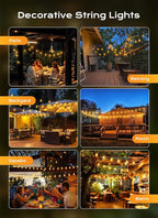 String Lights 100ft Outdoor LED Patio Lights, 32 Warm White Bulbs