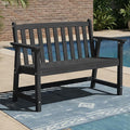 Ciokea 48" Outdoor Bench, HDPE Weatherproof Porch Bench, 2-Person Garden Benches with 550 Lbs, Waterproof Patio Benches for Outside Balcony Deck Backyard, Black