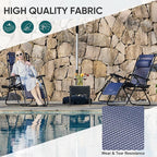 NEWBULIG Zero Gravity Chair Set of 4, Lounge Chair Folding Portable Adjustable Camping Reclining Chairs with Adjustable Pollow, Mesh Back, Cup Holder Trays Lawn Patio Chair for Pool Beach - Blue