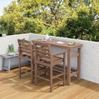SERWALL Outdoor Bar Set - 4 Adirondack Bar Chairs & Bar Height Table with 1.6" Umbrella Hole, All-Weather HDPE Patio Furniture for Poolside, Backyard, Garden - Brown