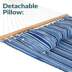 Sunnydaze Quilted Outdoor Hammock with Spreader Bars - Heavy-Duty 450-Pound Capacity Double Hammock for Outside - Breakwater Stripe