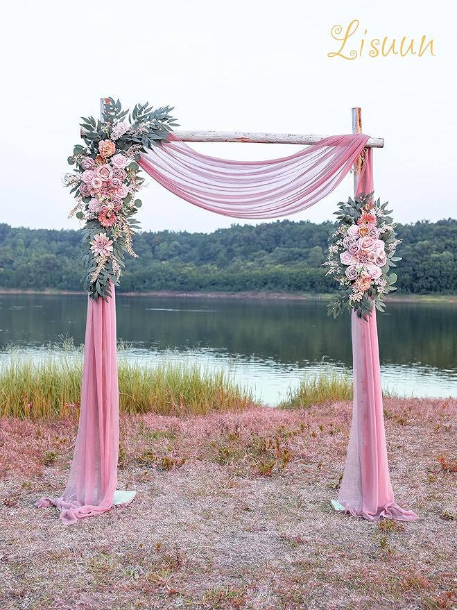 Artificial Silk Flowers, Dust Pink Wedding Arch Floral Swag Set