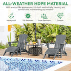 Yaheetech Adirondack Ottoman Footrest for Adirondack Chair,HDPE All Weather Outdoor Folding Foot Stool for Porch, Backyard, Lawn, Gray