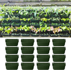 Maxona Vertical Garden Planter - 16 Pack, 13 inch Wall Mounted Planters for Patio Outdoor Decor, Home Green Plastic Balcony Pot, Plant Vegetable Fruit Herb Hanging Pocket Holder Flowerpot