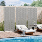 Casaphoria Metal Privacy Screen Outdoor, 72" H x 35" W Freestanding Decorative Privacy Screen for Patio Deck Balcony Garden with Stable Base, Grey-Square