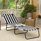 Outsunny Folding Chaise Lounge Pool Chairs, Outdoor Sun Tanning Chairs with 5-Level Reclining Back, Steel Frame for Beach, Yard, Patio, Black and White