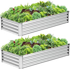2PCS 6x3x1FT Galvanized Raised Garden Bed, Galvanized Planter Raised Garden Boxes Outdoor, Large Metal Raised Garden Beds for Vegetables-Silver