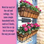 LaLaGreen Wall Mounted Planters - 30 Inch, 2 Pack Window Flower Pot Attach to House Outdoor, Balcony Plant Pot Over The Rail, Deck Railing Hanging Coco Liners, Metal Horse Troughs Fence Patio Porch