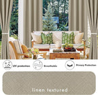 Outdoor Curtain Panels, Taupe Waterproof Linen-Blend, 54 x 95 Inch