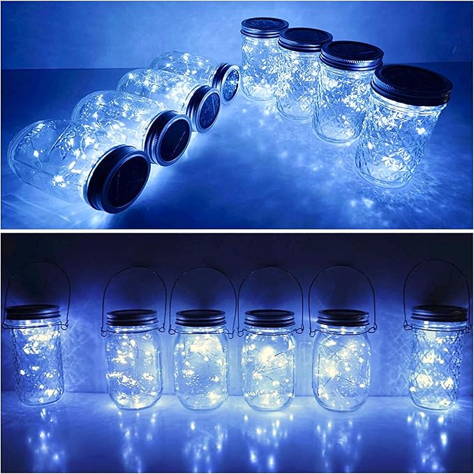String Lights for Mason Jars, Cool White LED, Solar or Battery Powered