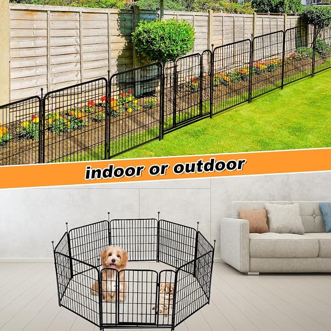Tall Garden Fence with Gate 48 in×27 in 12 Panels Total 26.6 Ft, Garden Fencing - Image 5