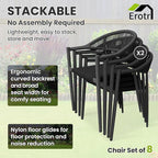 4 Pcs Stackable Patio Dining Chairs, Aluminum Rattan Outdoor Dining Chair with Arms, Woven Rope Garden Armchair Metal No Assembly for Bistro Balcony Porch Deck Yard Cafe Restaurant, Black