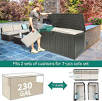 YITAHOME XXL 230 Gallon Large Deck Box,Outdoor Storage for Patio Furniture Cushions,Garden Tools with Flexible Divider,Waterproof,Lockable (Light Brown)