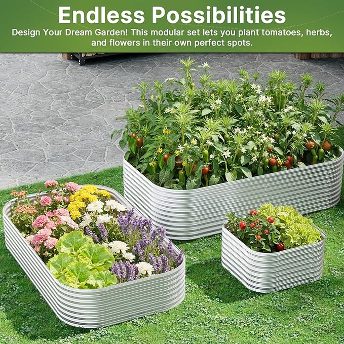 2 PCS Tall 6x3ft Galvanized Raised Garden Bed Outdoor, Metal Garden Bed for Vegetables, Above Ground Garden Box for Flower, Steel Raised Beds for Gardening