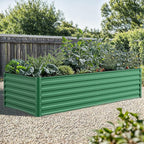 YITAHOME 96x48x24 in 2pcs Galvanized Raised Garden Bed Kit, Large Metal Planter Box with Gloves, Safety Rubber & Support Rod, Outdoor Flower Bed for Plants Vegetables, Green