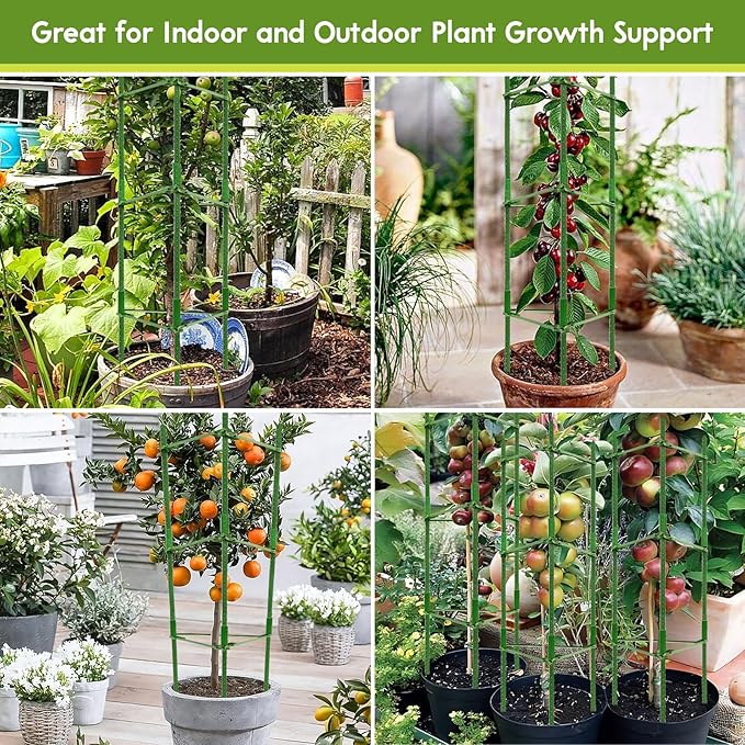 Riare 8 Pack 4 FT Tomato Cages for Garden- 48inches Heavy Duty Garden Stakes, Adjustable Tall Tomato Plant Support Tomato Trellis Cage for Pots, Raised Garden Bed, Climbing Vegetables Plants Flowers