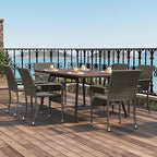 Yaheetech Set of 6 Stackable Outdoor Rattan Dining Chairs, All-Weather Armchair w/Armrests, Steel Frame for Garden, Patio, Deck, Yard, Poolside Gray