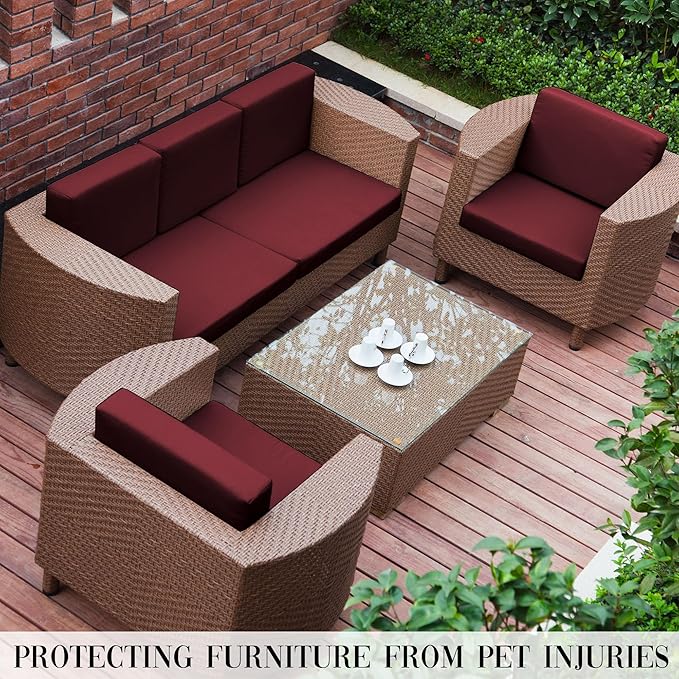 Sofa Covers, Stretch Outdoor Cushion Covers, Wine Red Polyester Spandex
