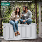 YITAHOME 260 Gallon Large Deck Box with Divider & Side Handles, Outdoor Double-Wall Storage for Patio Furniture Cushions, Garden Pool Accessories, Waterproof & Lockable