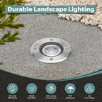 Gardencoin Low Voltage Landscape LED Well Lights, 12V in Ground Lights Outdoor IP67 Waterproof, 4.3 inch Wired Landscape Up Lighting, Included Replaceable 5W 2700K MR16 Bulb Dimmable, 6 Pack