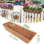 HFHOME 4Pcs 24" Trough Coco Fiber Replacement Liner, Natural 24 in Window Deck Coco Replacement Liner for Window Box